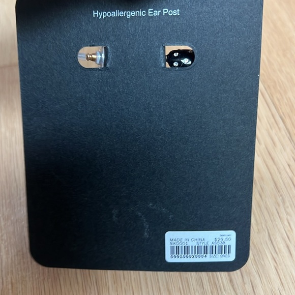 NWT J. Crew Chunky Black Acrylic Earrings with Rhinestones - Picture 5 of 6